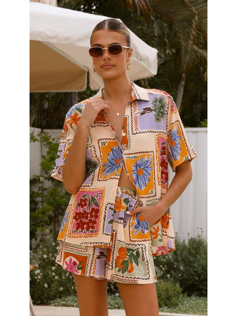 Европейский и американский летний курортный стиль, повседневный комплект из рубашки и шорт - в наличии 25 лет Large
Европейский и американский летний курортный стиль, повседневный комплект из рубашки и шорт - в наличии 25 лет Large