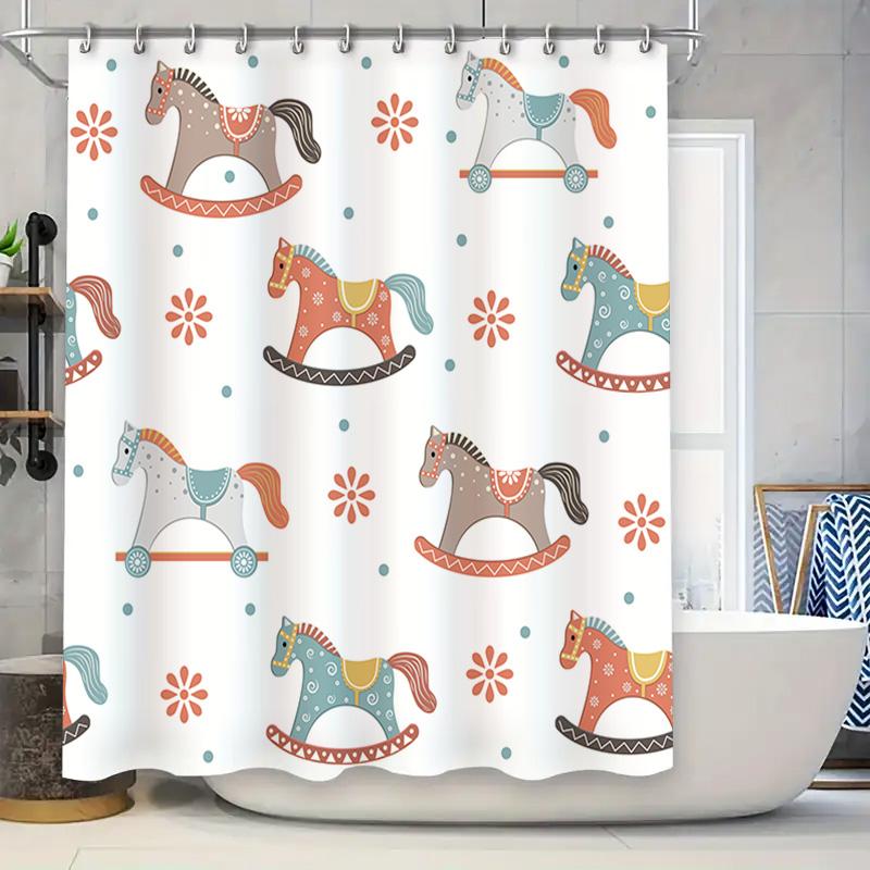 Rocking Horse Shower Curtain Cartoon Decorative Pattern For Children S Bathrooms White Flower Blue Colorful Design 72 X 84 Inche W60H190(CM)-1 Pcs
Rocking Horse Shower Curtain Cartoon Decorative Pattern For Children S Bathrooms White Flower Blue Colorful Design 72 X 84 Inche W60H190(CM)-1 Pcs