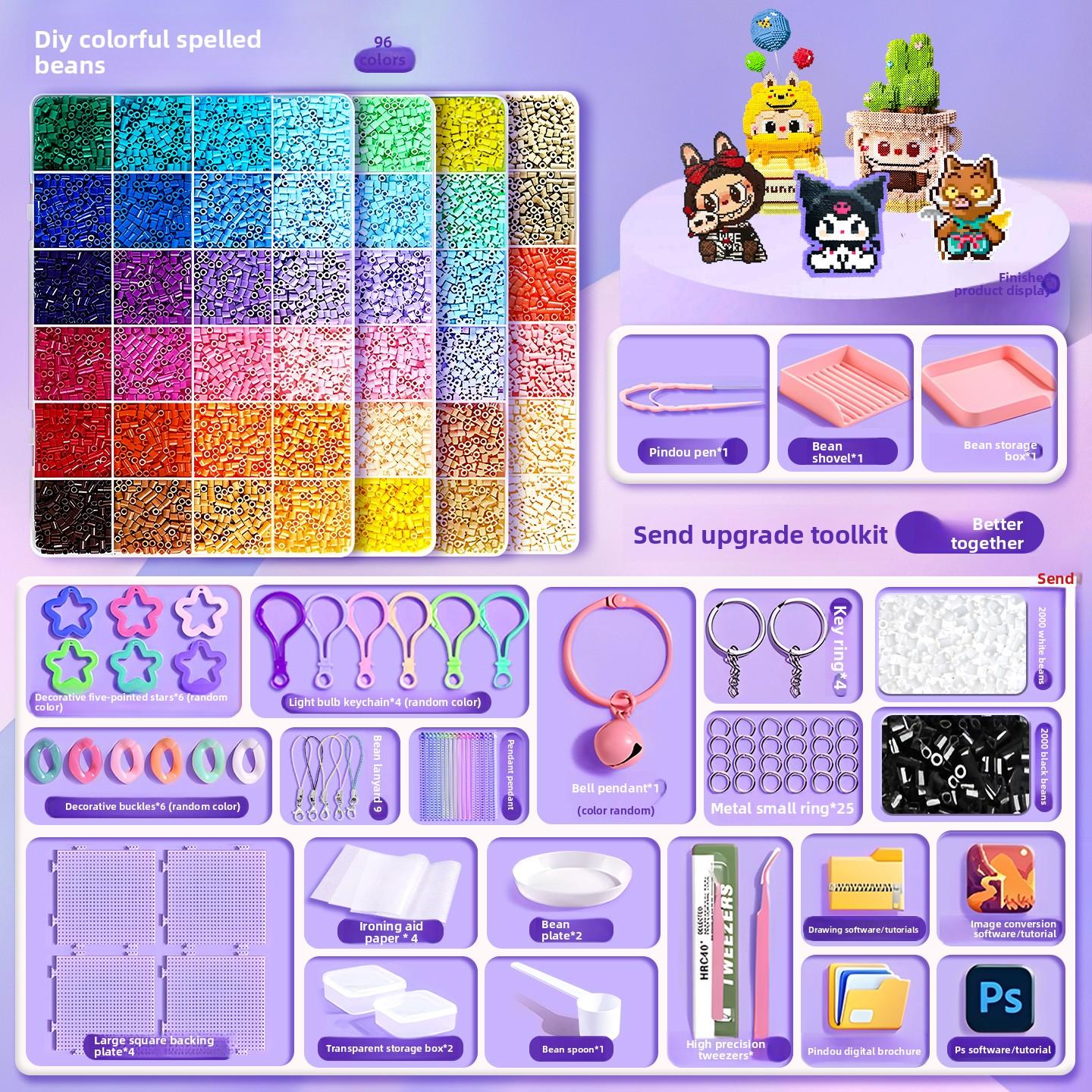 Pindou bean handmade DIY material bag, full set of three-dimensional fusion MARD color number set, tools, ironing paper bag
Pindou bean handmade DIY material bag, full set of three-dimensional fusion MARD color number set, tools, ironing paper bag