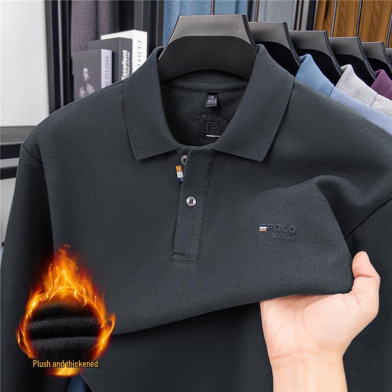 Мужская толстовка поло с длинным рукавом и флисовой подкладкой - Осенне-зимняя деловая повседневная теплая футболка с принтом L
Мужская толстовка поло с длинным рукавом и флисовой подкладкой - Осенне-зимняя деловая повседневная теплая футболка с принтом L