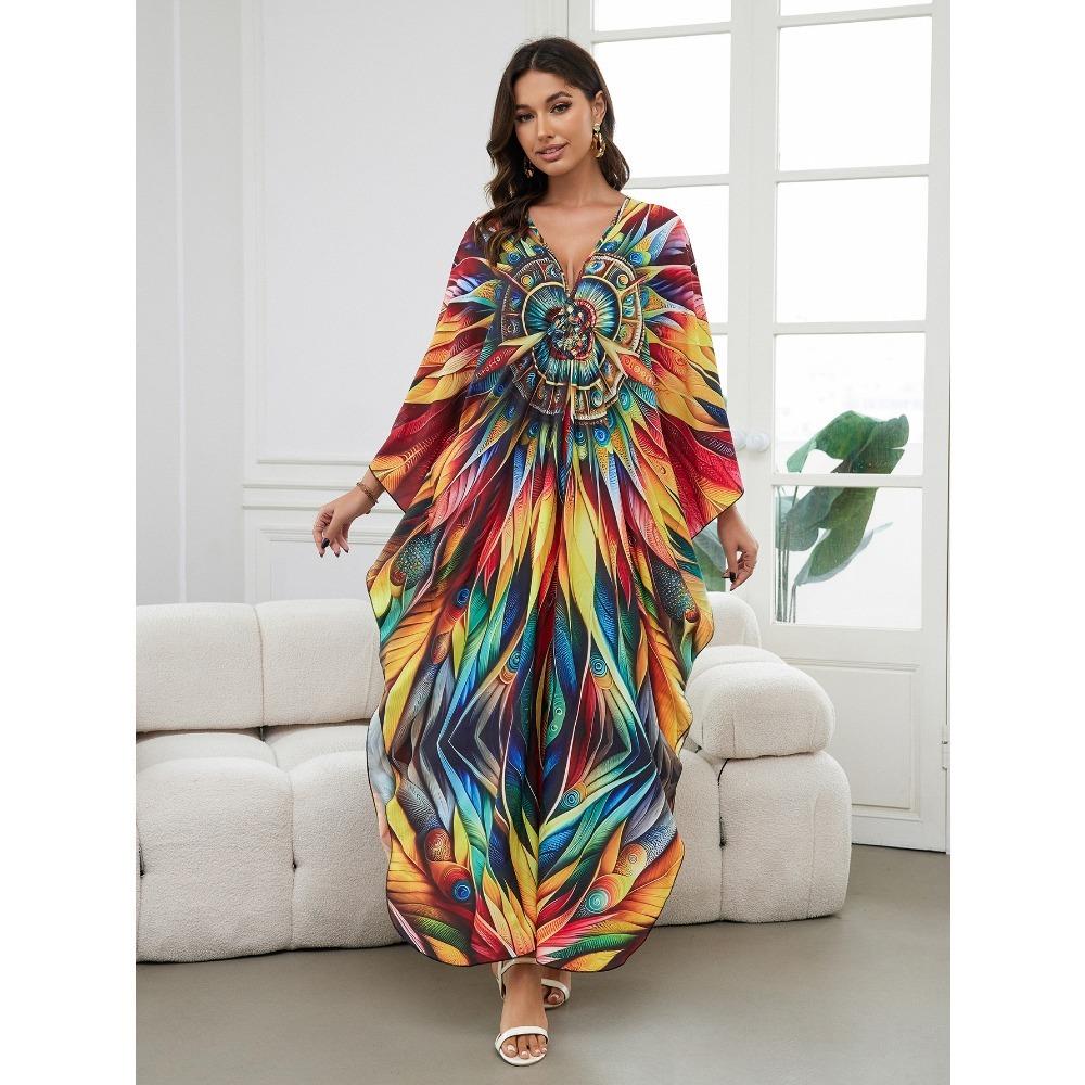 Женское платье-кафтан в стиле бохо большого размера с контрастным принтом свободного кроя Vacay Beach One Size
Женское платье-кафтан в стиле бохо большого размера с контрастным принтом свободного кроя Vacay Beach One Size