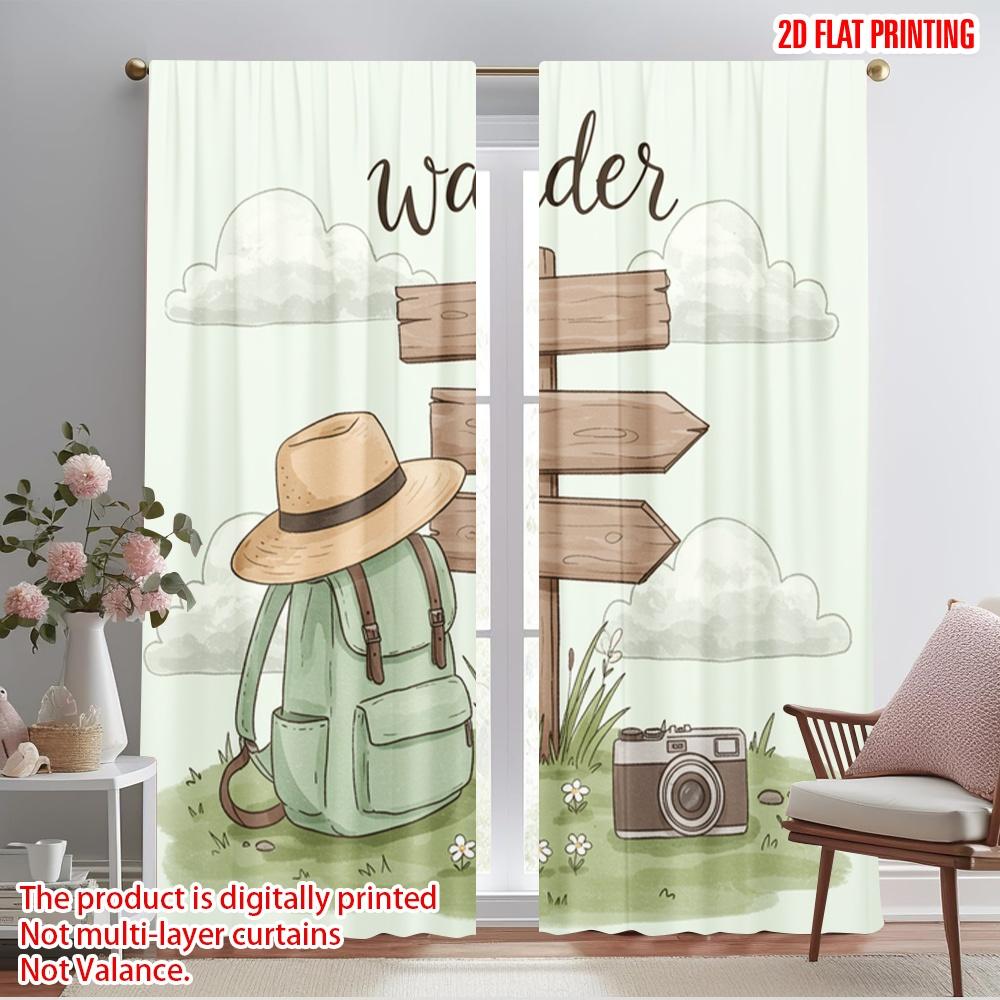 2pcs 2D flat printing Window Curtains Wanderlust Backpack Camera Signpost Polyester Without Electricity Party Decorations for 52.50×116.00 CM 2pcs
2pcs 2D flat printing Window Curtains Wanderlust Backpack Camera Signpost Polyester Without Electricity Party Decorations for 52.50×116.00 CM 2pcs