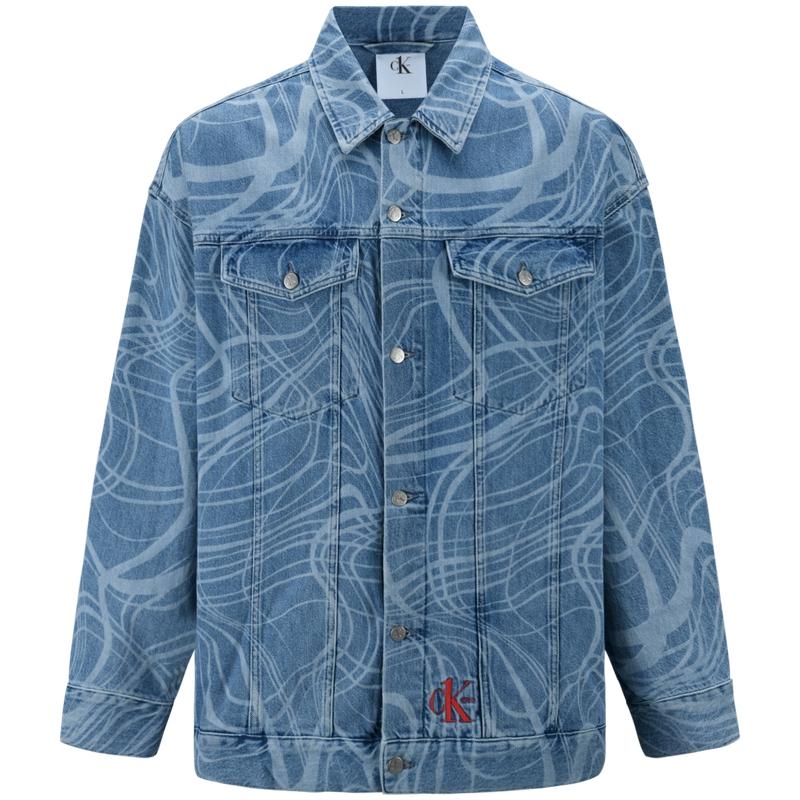 Calvin Klein Cotton Wavy Print Embroidered Denim Jacket Unisex Jackets Blue J400162 S
Calvin Klein Cotton Wavy Print Embroidered Denim Jacket Unisex Jackets Blue J400162 S