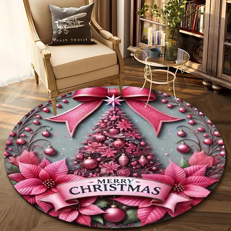 Christmas Round Doormat with Pink Tree & Snowflakes, Non-Slip Holiday Rug for Indoor/Outdoor, Living Room, Office Decor 60cm
Christmas Round Doormat with Pink Tree & Snowflakes, Non-Slip Holiday Rug for Indoor/Outdoor, Living Room, Office Decor 60cm