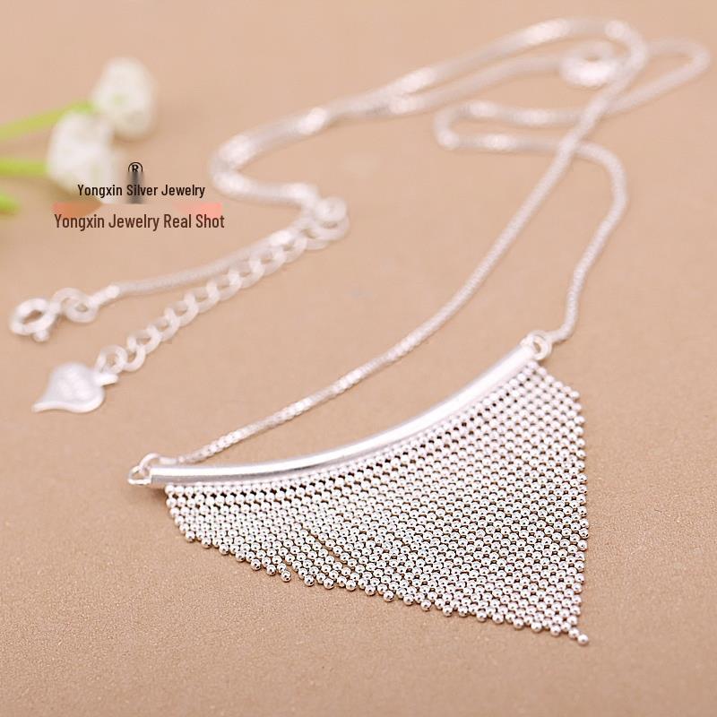 999 Sterling Silver Elegant Women s Tassel Necklace - Hypoallergenic Clavicle Chain, Light Luxury Design 999 Sterling Silver
999 Sterling Silver Elegant Women s Tassel Necklace - Hypoallergenic Clavicle Chain, Light Luxury Design 999 Sterling Silver