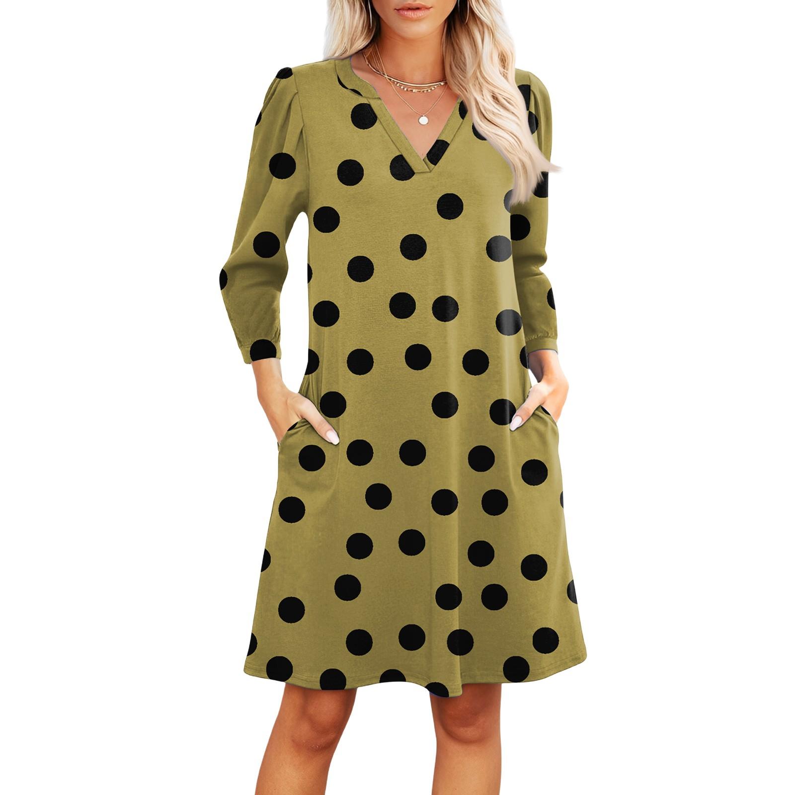 Женское модное платье с V-образным вырезом, повседневное пляжное платье с рукавами три четверти и принтом в горошек XL жёлтый
Женское модное платье с V-образным вырезом, повседневное пляжное платье с рукавами три четверти и принтом в горошек XL жёлтый