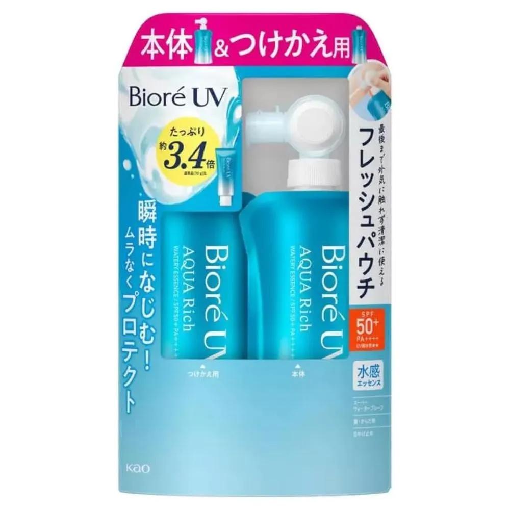Biore Aqua Rich Watery Essence Pouch Type SPF50+ Main Product 120g + Refill 120g
Biore Aqua Rich Watery Essence Pouch Type SPF50+ Main Product 120g + Refill 120g