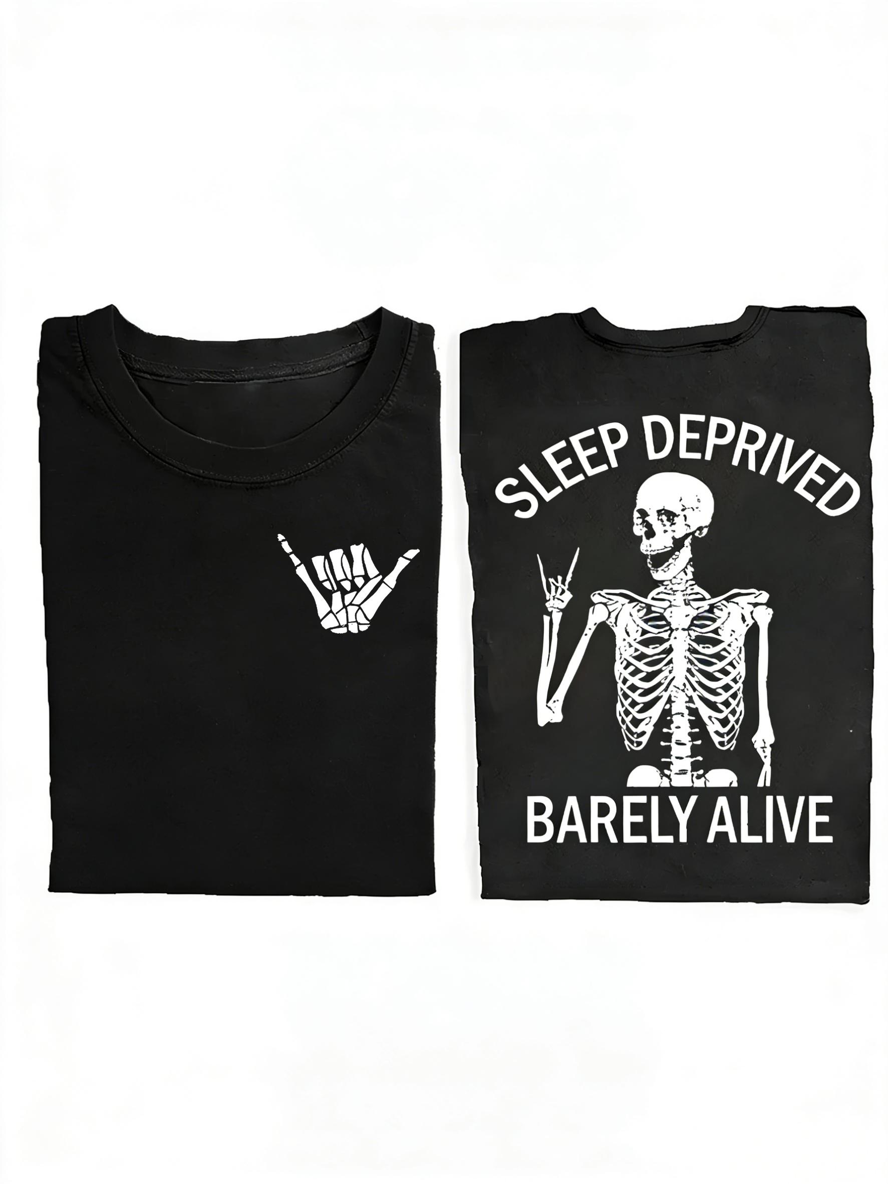 New Unisex T-shirts Featuring Slogan Sleep Deprivation Leads to Despair and Skull/skeleton Party Graphics- All-season Casual Wear XL
New Unisex T-shirts Featuring Slogan Sleep Deprivation Leads to Despair and Skull/skeleton Party Graphics- All-season Casual Wear XL