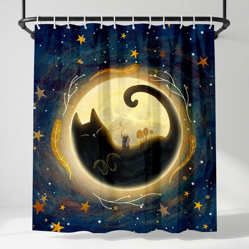 Mystical Black Cat Moon Shower Curtain - Creative Starry Night Art Design - Indoor Home Bathroom Decor Artistic Bath Curtain W60H190(CM)-1 Pcs
Mystical Black Cat Moon Shower Curtain - Creative Starry Night Art Design - Indoor Home Bathroom Decor Artistic Bath Curtain W60H190(CM)-1 Pcs