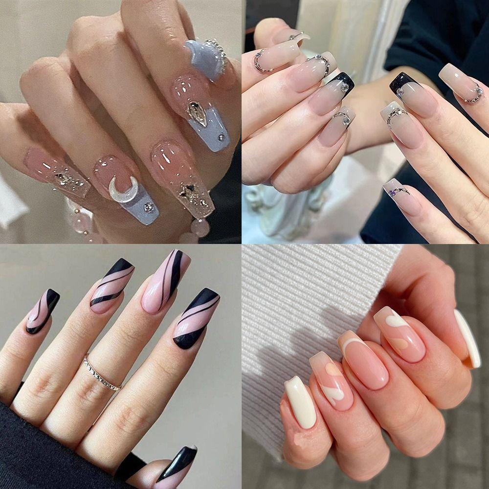 24pcs Nail Tip Detachable Full Cover Wavy Crystal French Fake Nails Long Ballerina Black Blue
24pcs Nail Tip Detachable Full Cover Wavy Crystal French Fake Nails Long Ballerina Black Blue