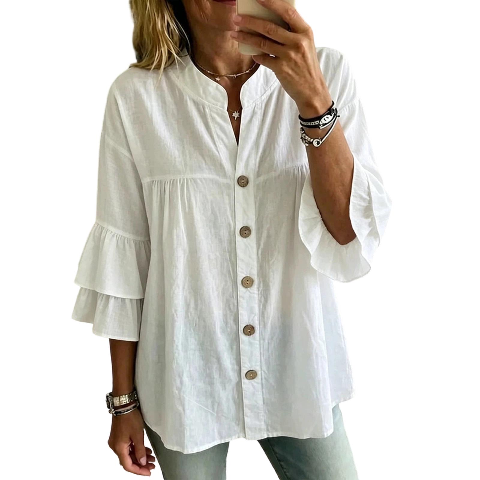 Casual Button Down Shirt V Neck Blouse Lightweight Long Sleeve Loose Fit Layered Sleeve Top for Women M белый
Casual Button Down Shirt V Neck Blouse Lightweight Long Sleeve Loose Fit Layered Sleeve Top for Women M белый