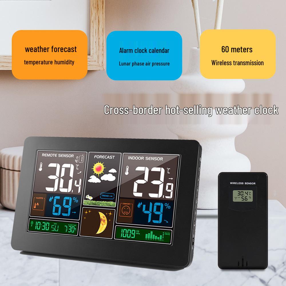 Цветной экран, прогноз погоды, будильник с отображением температуры и влажности внутри/снаружи Neutral - UK Plug - Black
Цветной экран, прогноз погоды, будильник с отображением температуры и влажности внутри/снаружи Neutral - UK Plug - Black