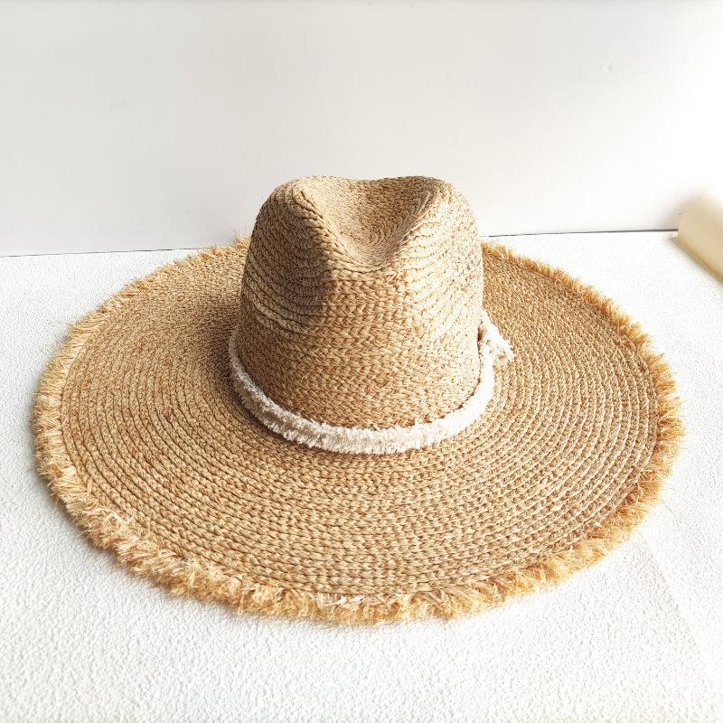 Quality Natural Raffia Straw Hat Classic Tassel Burrs Oversized Beach Hats Women Summer Wide Brim Sun Hats Jazz Top Panama Cap 56-58CM
Quality Natural Raffia Straw Hat Classic Tassel Burrs Oversized Beach Hats Women Summer Wide Brim Sun Hats Jazz Top Panama Cap 56-58CM