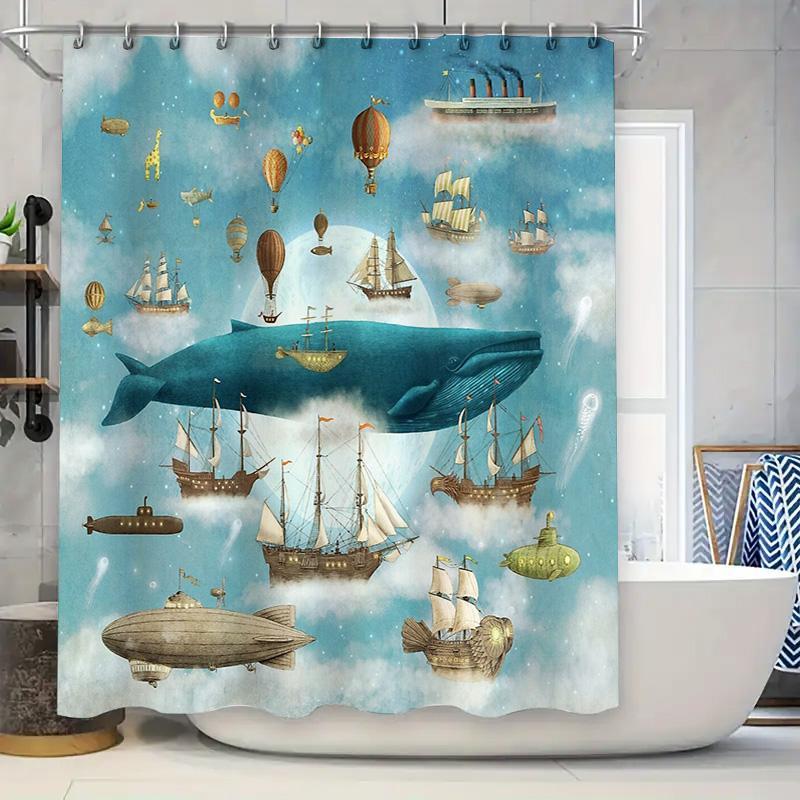 Whale Ocean Nautical Shower Curtain Set Vintage Sea Life Backdrop Bathroom Decor Whale Pattern Waterproof Home Textile W60H190(CM)-1 Pcs
Whale Ocean Nautical Shower Curtain Set Vintage Sea Life Backdrop Bathroom Decor Whale Pattern Waterproof Home Textile W60H190(CM)-1 Pcs