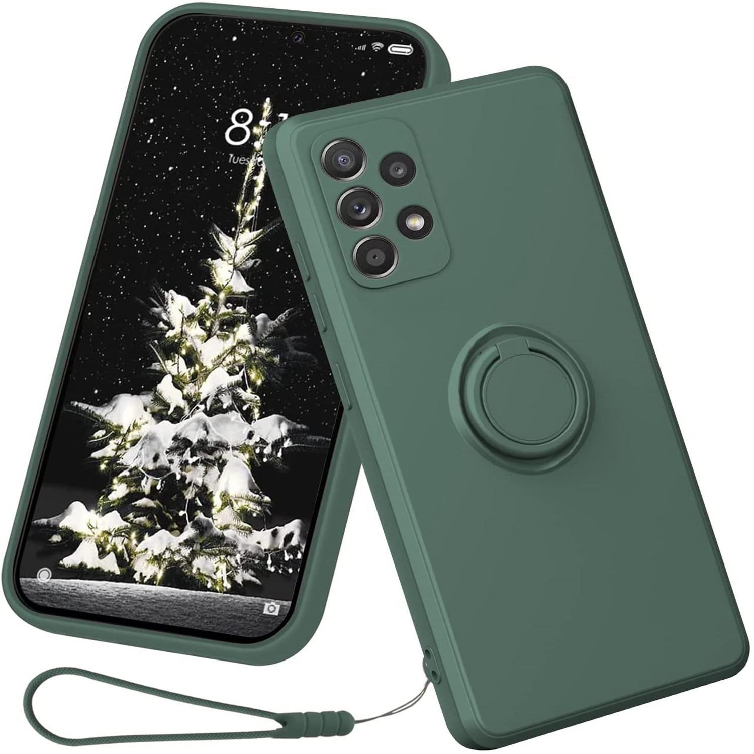 For Samsung Galaxy A53 5G Ring Kickstand Design Liquid Silicone Phone Case Anti-scratch Cover with Lanyard Green
For Samsung Galaxy A53 5G Ring Kickstand Design Liquid Silicone Phone Case Anti-scratch Cover with Lanyard Green