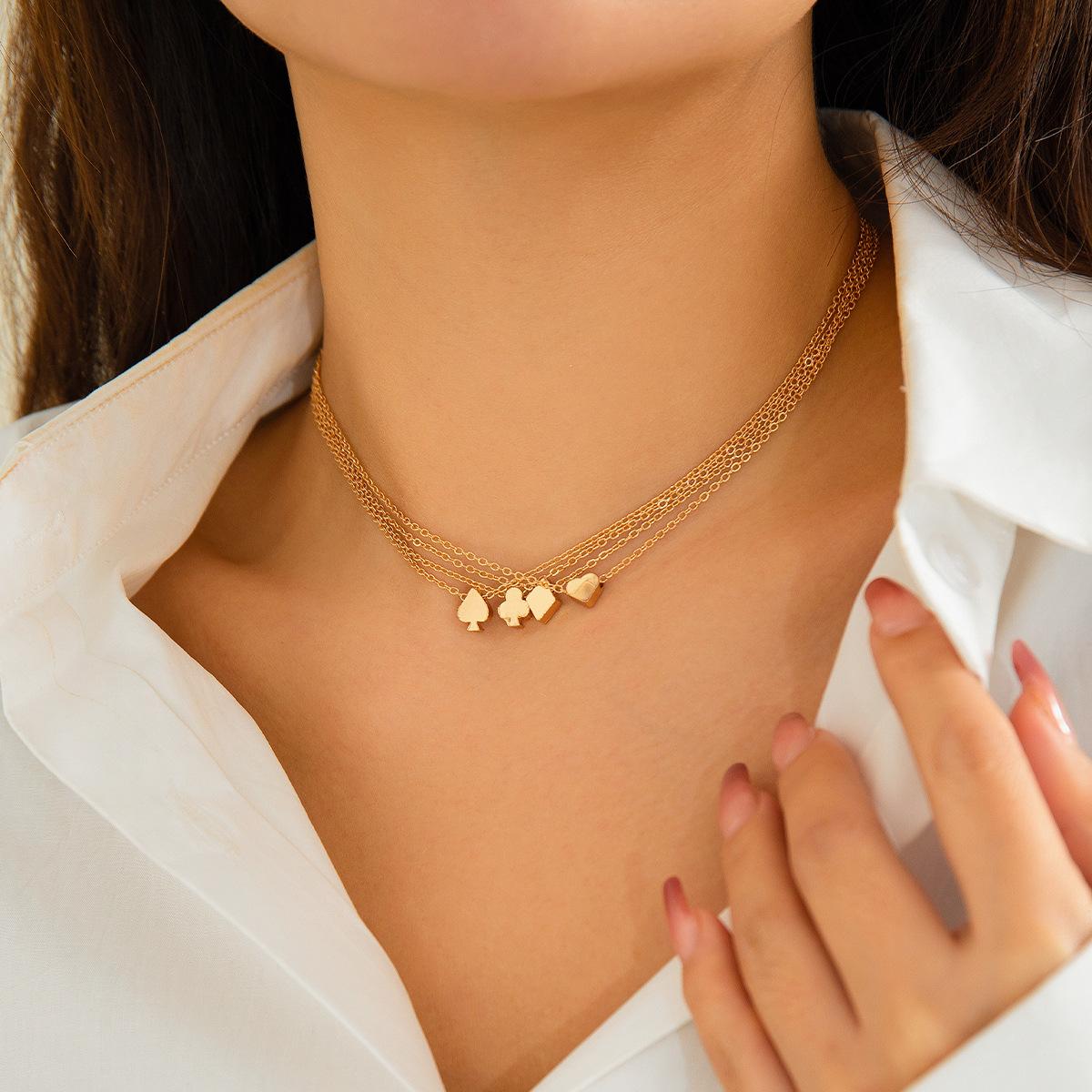 Accessories, Creative Poker Color Pendant Necklace Set Female, Personalized Peach Heart Plum Blossom Metal Necklace
Accessories, Creative Poker Color Pendant Necklace Set Female, Personalized Peach Heart Plum Blossom Metal Necklace
