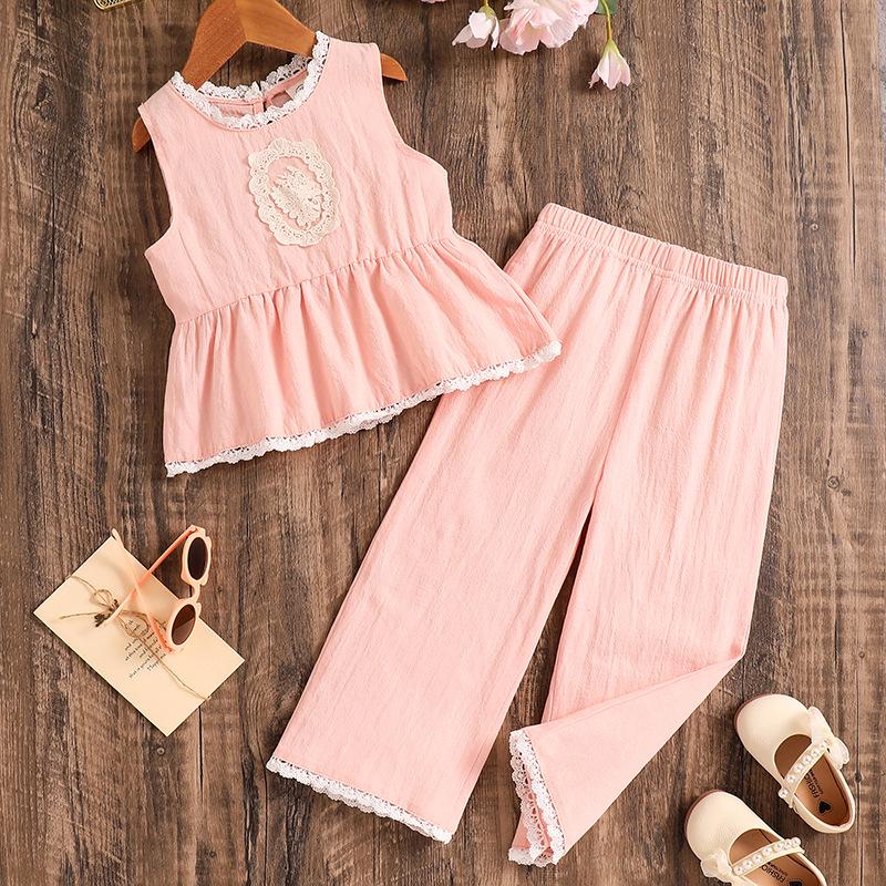 Girls Summer Pink Lace Trim Two-Piece Set: Sleeveless Top & Long Pants 110cm=5Y рожевий
Girls Summer Pink Lace Trim Two-Piece Set: Sleeveless Top & Long Pants 110cm=5Y рожевий