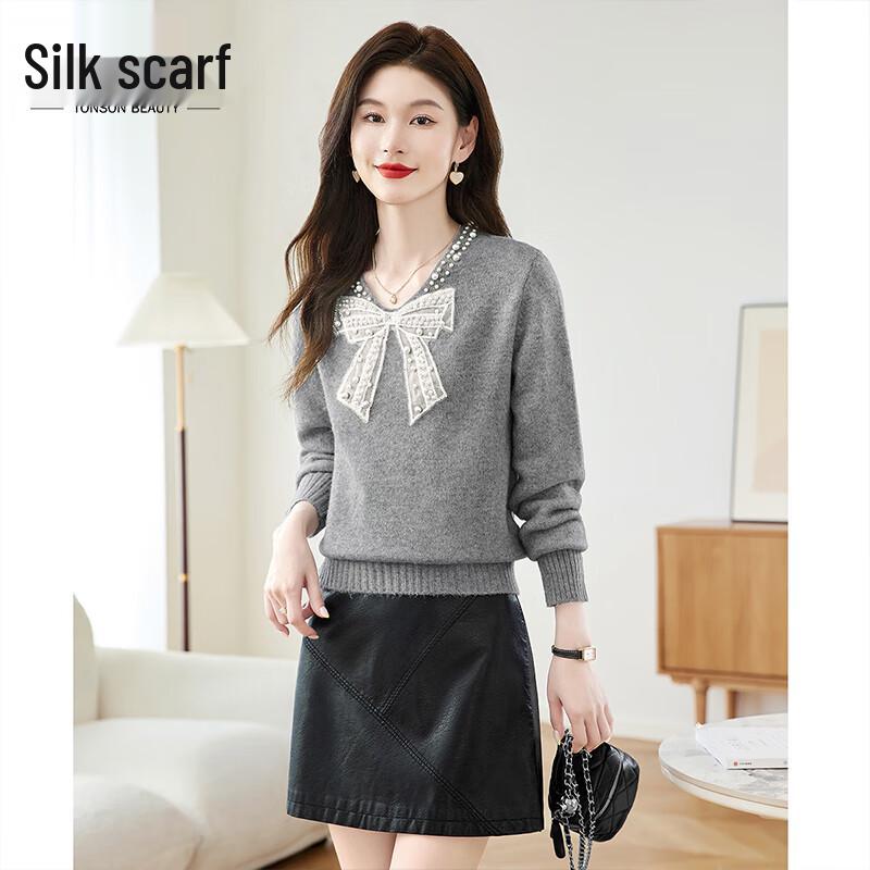 Sibaishe Women s Sweet V-Neck Beaded Knit Top S
Sibaishe Women s Sweet V-Neck Beaded Knit Top S