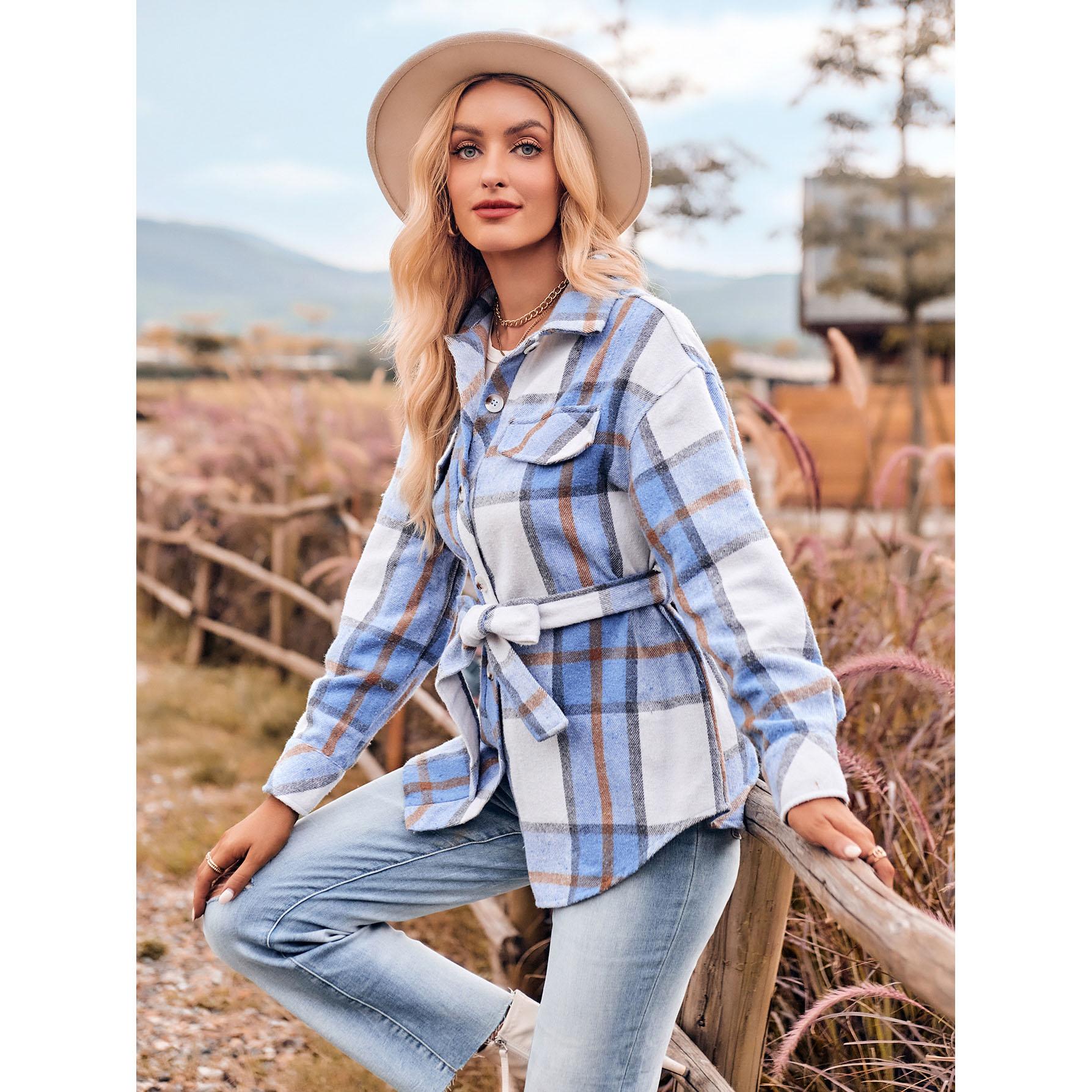 Женская рубашка-рубашка с длинными рукавами и воротником в клетку с завязкой на талии, размер S ~ XL, осенне-зимняя повседневная рубашка L синий
Женская рубашка-рубашка с длинными рукавами и воротником в клетку с завязкой на талии, размер S ~ XL, осенне-зимняя повседневная рубашка L синий