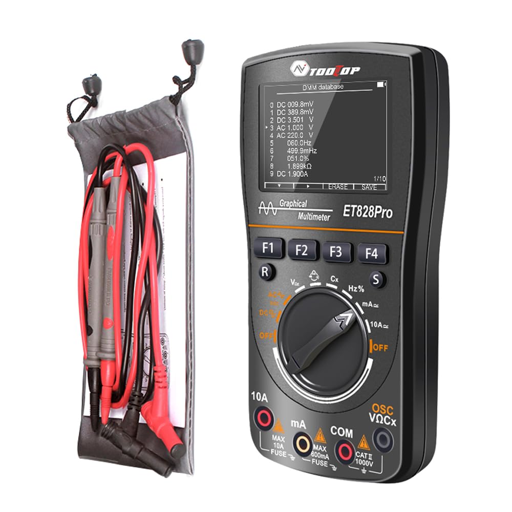 ET828PRO 2in1 Oscilloscope Multimeter 50Msps Sampling Rate 10Mhz Bandwidth Handheld Oscope Meter Inch Color Display 6000 Counts Voltage Current
ET828PRO 2in1 Oscilloscope Multimeter 50Msps Sampling Rate 10Mhz Bandwidth Handheld Oscope Meter Inch Color Display 6000 Counts Voltage Current