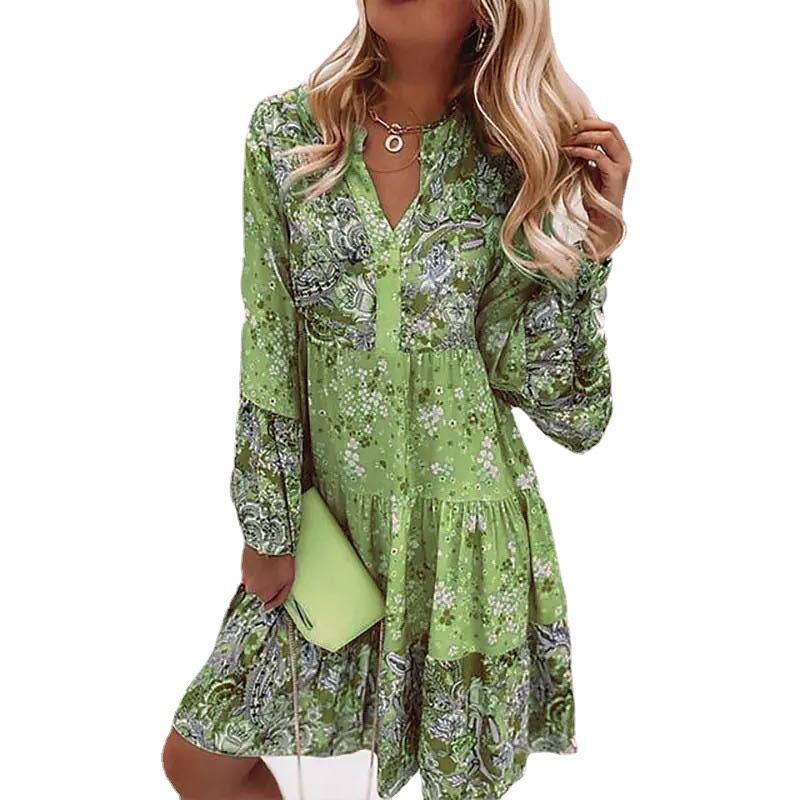 Femme Elegant Beach Party Dress Жіночі повсякденні сукні з квітковим принтом Sping Summer Boho V-образним вирізом Вільна сукня XXXL зелений
Femme Elegant Beach Party Dress Жіночі повсякденні сукні з квітковим принтом Sping Summer Boho V-образним вирізом Вільна сукня XXXL зелений