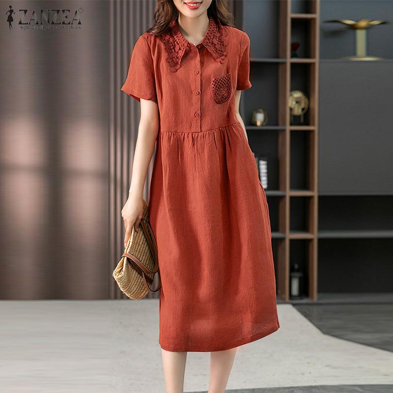 ZANZEA Повседневное летнее хлопковое платье с кружевом
ZANZEA Повседневное летнее хлопковое платье с кружевом