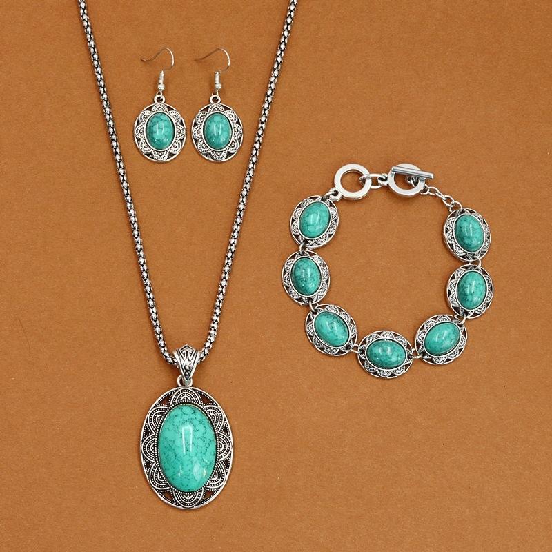 Богемный винтажный стиль, бирюзовое ожерелье, круглое ожерелье с бриллиантами, браслет, серьги, комплект ювелирных изделий
Богемный винтажный стиль, бирюзовое ожерелье, круглое ожерелье с бриллиантами, браслет, серьги, комплект ювелирных изделий