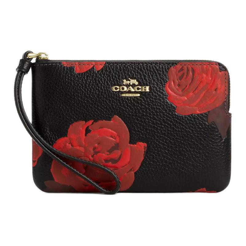 COACH Corner Zip 16 Floral Print Corner Zip Foldover Pebbled Leather Clutch Small Women s Black with Red чорний
COACH Corner Zip 16 Floral Print Corner Zip Foldover Pebbled Leather Clutch Small Women s Black with Red чорний