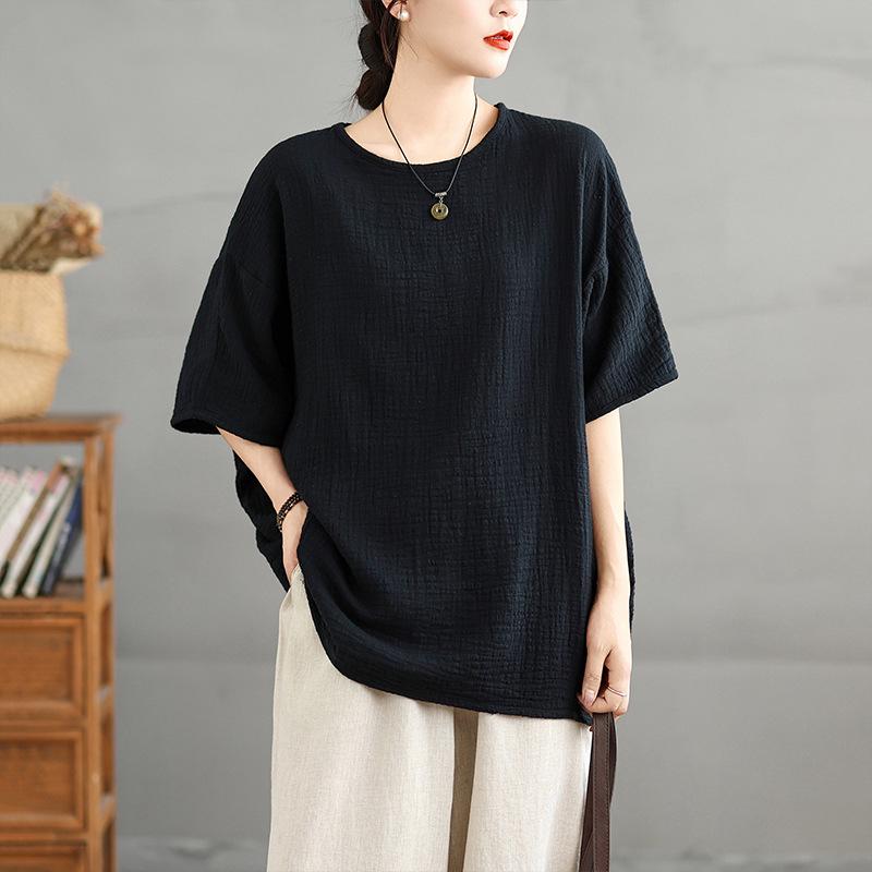 Artistic Retro Short Sleeve Linen Top - Women s Summer Zen Style with Frog Button Details L чёрный
Artistic Retro Short Sleeve Linen Top - Women s Summer Zen Style with Frog Button Details L чёрный