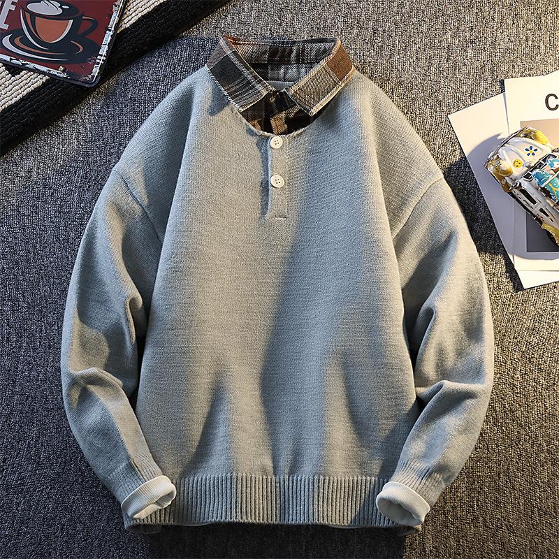 Мужской пуловер на весну-осень с лацканами, вязаный свитер-базовая рубашка из двух частей, повседневный свитшот с лацканами XL серый
Мужской пуловер на весну-осень с лацканами, вязаный свитер-базовая рубашка из двух частей, повседневный свитшот с лацканами XL серый