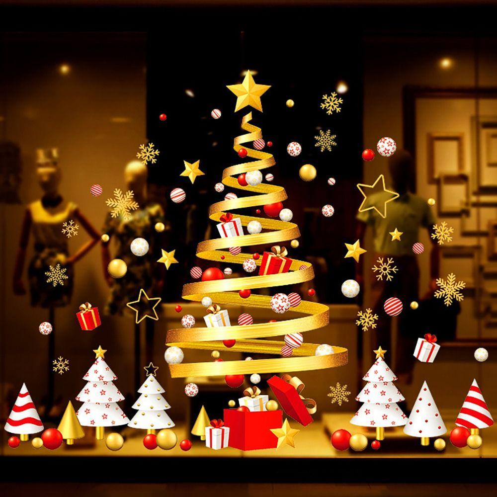 Shopwindow Ornament Gift Box Gold Xmas Tree Snoeflake Stars Decal Christmas Static Stickers
Shopwindow Ornament Gift Box Gold Xmas Tree Snoeflake Stars Decal Christmas Static Stickers