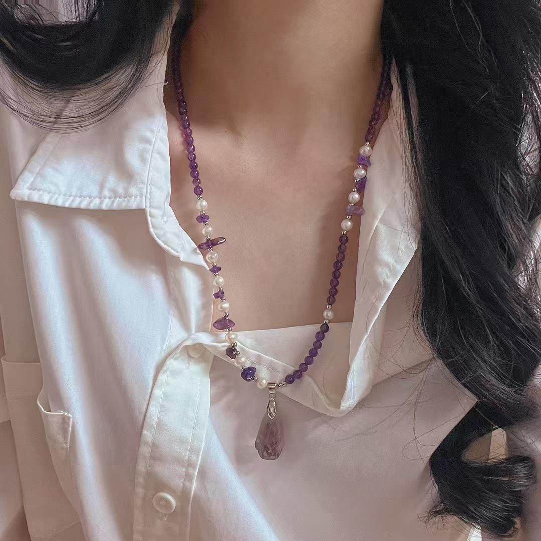 Vintage Romantic Natural Amethyst Freshwater Pearl Sweater Chain Necklace Clavicle Chain Pendant
Vintage Romantic Natural Amethyst Freshwater Pearl Sweater Chain Necklace Clavicle Chain Pendant
