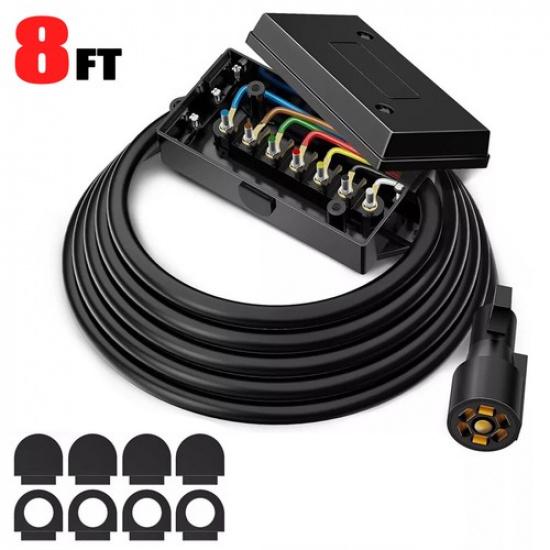 7 Way Plug 8 Feet Trailer Cord 7 P Junction Box Waterproof Wiring Harness.
7 Way Plug 8 Feet Trailer Cord 7 P Junction Box Waterproof Wiring Harness.