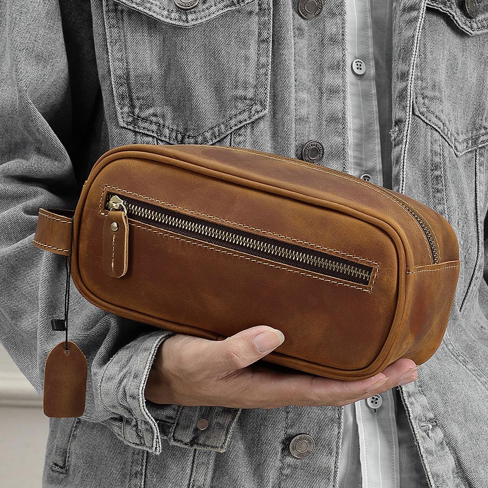 First Layer Cowhide Men s Handbag with High-end Feel, Cowhide Storage Bag, Genuine Leather Wash Bag, Simple Retro Style коричневий
First Layer Cowhide Men s Handbag with High-end Feel, Cowhide Storage Bag, Genuine Leather Wash Bag, Simple Retro Style коричневий