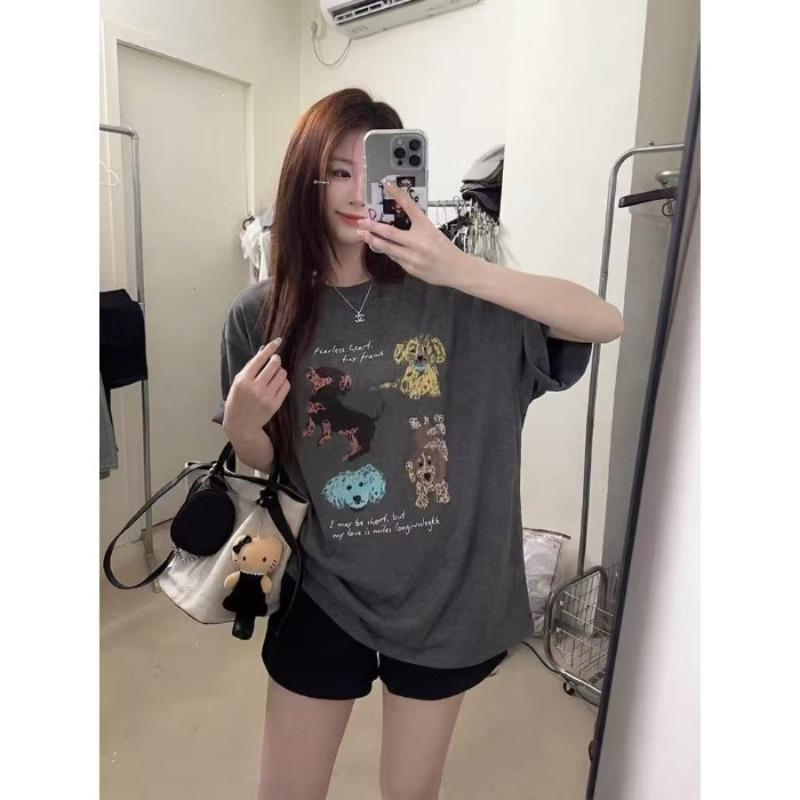Girlish Style Puppy Print Short-sleeved T-shirt with A Relaxed Fit for An Effortless Look 2XL темно-сірий
Girlish Style Puppy Print Short-sleeved T-shirt with A Relaxed Fit for An Effortless Look 2XL темно-сірий