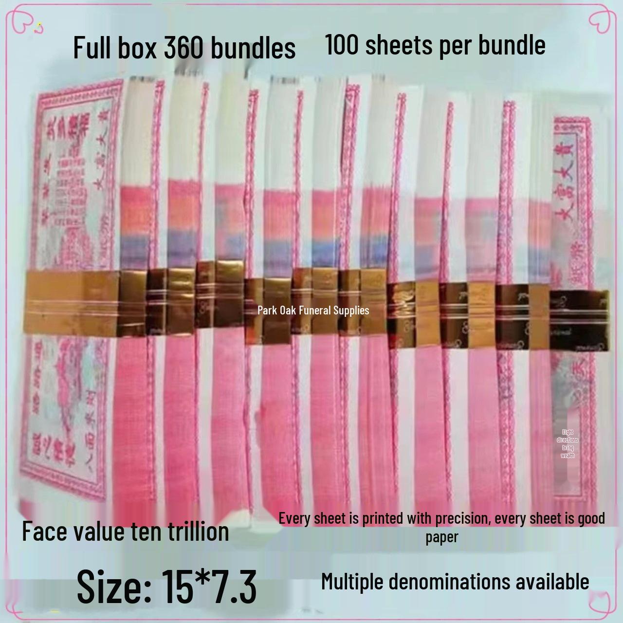 Trillions of Hell Banknotes Mixed Denominations for Qingming and Cold Clothes Festivals Trillions 10 Bundles
Trillions of Hell Banknotes Mixed Denominations for Qingming and Cold Clothes Festivals Trillions 10 Bundles