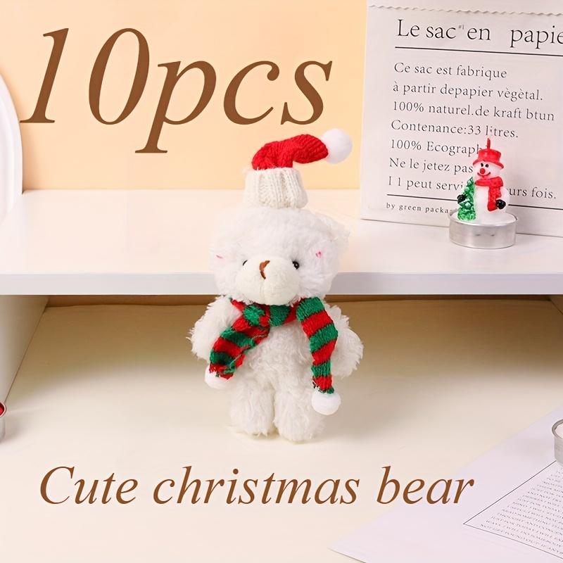 10pcs Christmas Bear Plush Dolls Ornaments with Red & Green Scarves Cute Keychain Charms Pendants for Holiday Gifts Decorations
10pcs Christmas Bear Plush Dolls Ornaments with Red & Green Scarves Cute Keychain Charms Pendants for Holiday Gifts Decorations