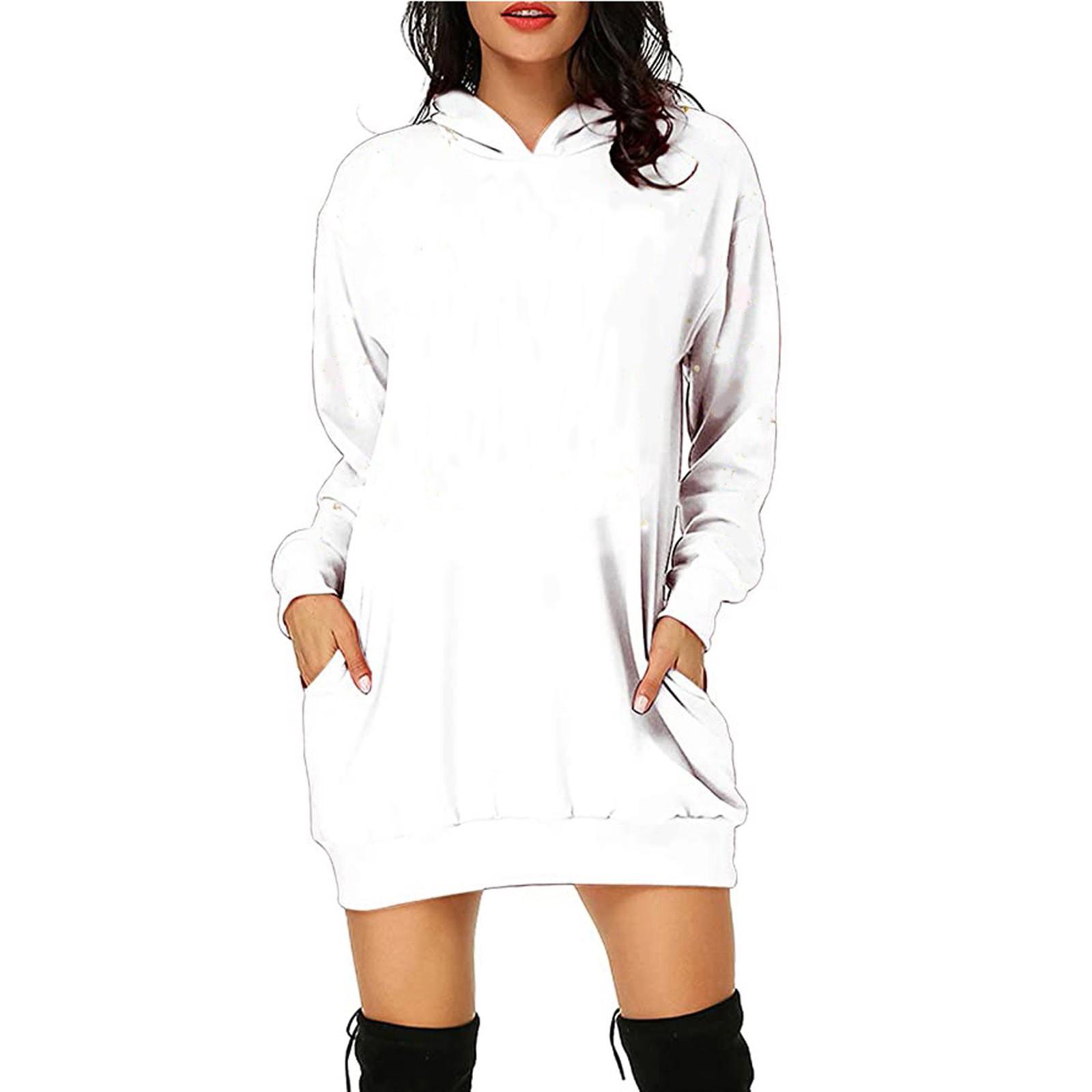 Fashion Women Hooded Dress Long Sleeves Pockets Short Sweatshirt Dress S білий
Fashion Women Hooded Dress Long Sleeves Pockets Short Sweatshirt Dress S білий