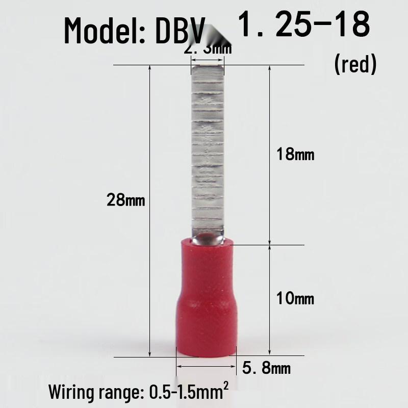 Jun Ding Ying DBV1.25-18 DBN Pre-Insulated Copper Terminal
Jun Ding Ying DBV1.25-18 DBN Pre-Insulated Copper Terminal
