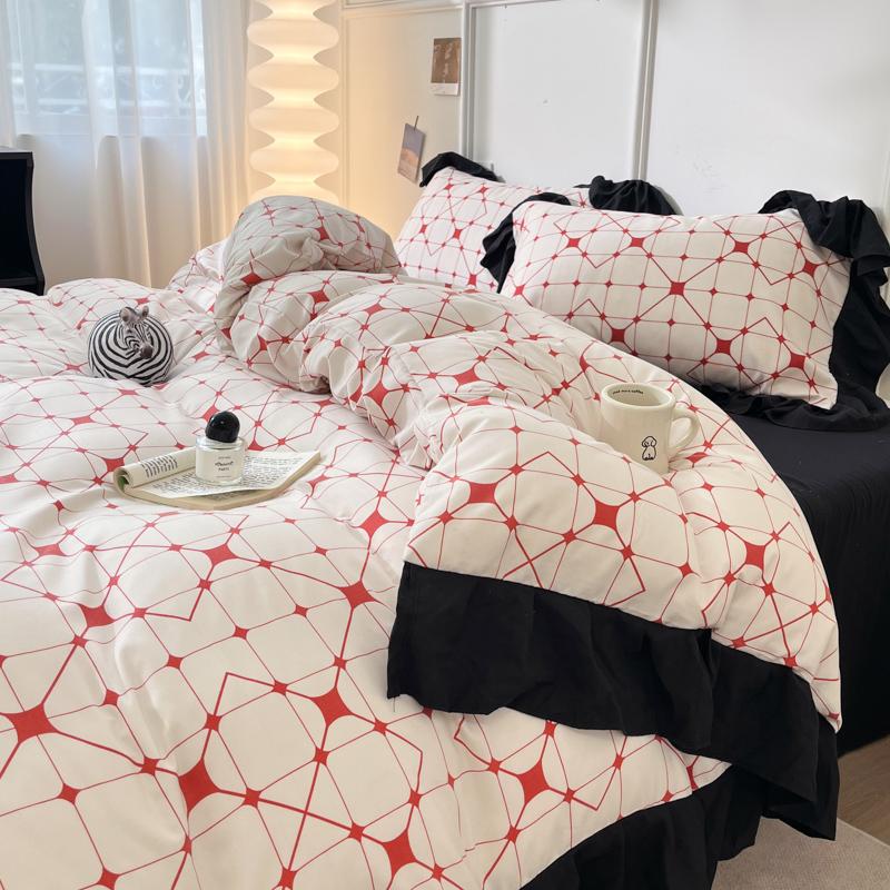2024 New Korean Fresh Cream Fengyun Duo Cotton Edge Four Piece Set Black and White Printing Series Cover 150 x 200
2024 New Korean Fresh Cream Fengyun Duo Cotton Edge Four Piece Set Black and White Printing Series Cover 150 x 200