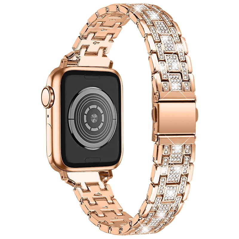 For Apple Watch Series 10 42mm/9 8 7 41mm/6 5 4 SE SE (2022) SE (2023) 40mm/3 2 1 38mm Rhinestone+5 Rows Watch Band Double Buckle Wrist Strap Rose Gold
For Apple Watch Series 10 42mm/9 8 7 41mm/6 5 4 SE SE (2022) SE (2023) 40mm/3 2 1 38mm Rhinestone+5 Rows Watch Band Double Buckle Wrist Strap Rose Gold