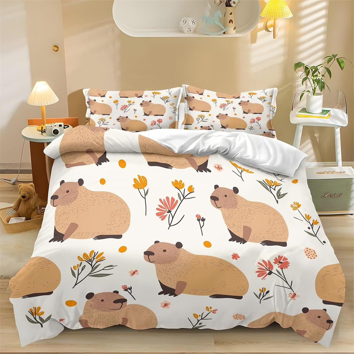 Girl Single Duvet Cover, Cute Capybara Bedding Set for Kids Girls,Cute Room Decor Quilt Cover Pattern Bed Sets with Pillowcases 135x200cm
Girl Single Duvet Cover, Cute Capybara Bedding Set for Kids Girls,Cute Room Decor Quilt Cover Pattern Bed Sets with Pillowcases 135x200cm