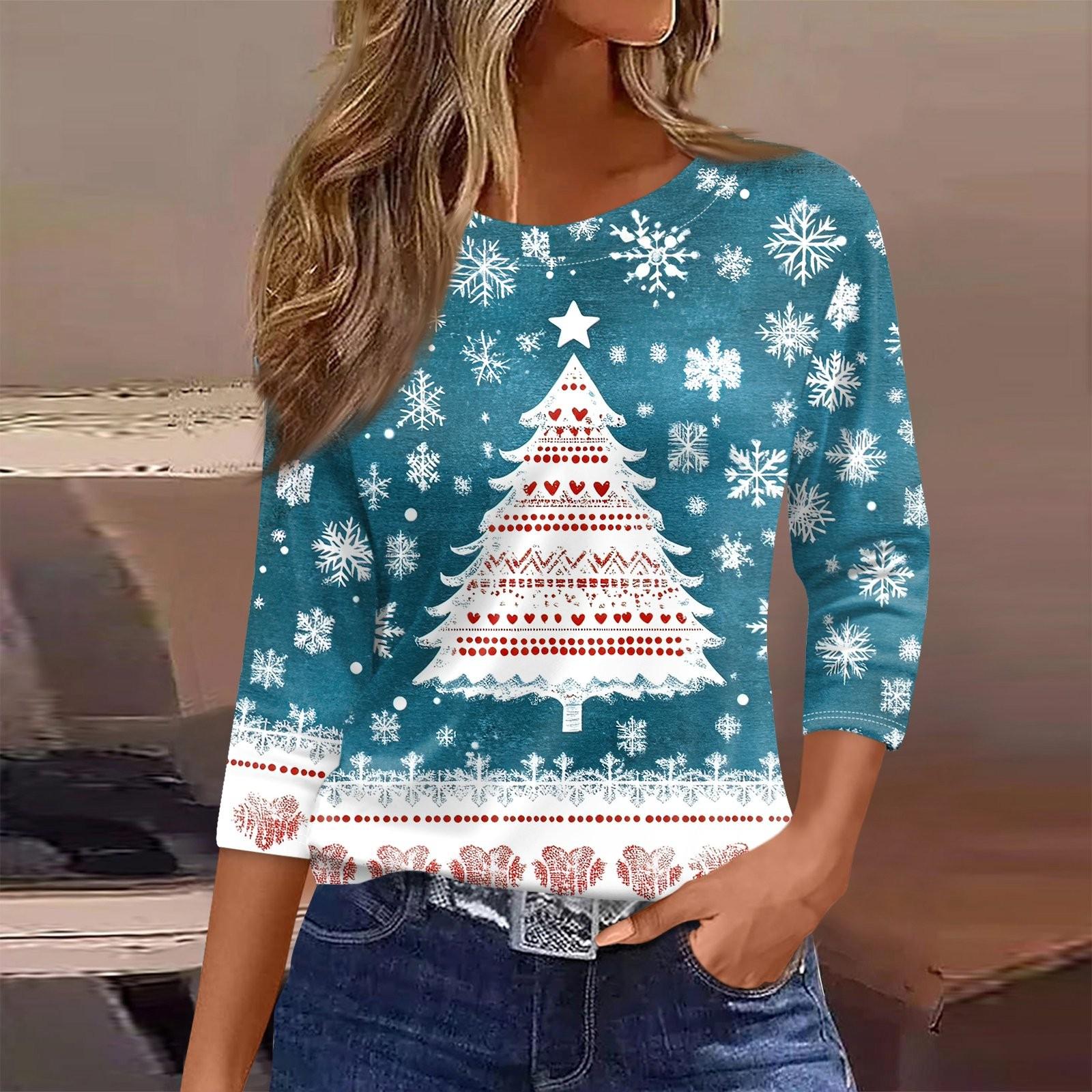 Женская футболка с рождественским принтом, рукав 3/4, повседневная, модная, на выходные, базовая, с круглым вырезом, стандартный топ XXXL синий
Женская футболка с рождественским принтом, рукав 3/4, повседневная, модная, на выходные, базовая, с круглым вырезом, стандартный топ XXXL синий