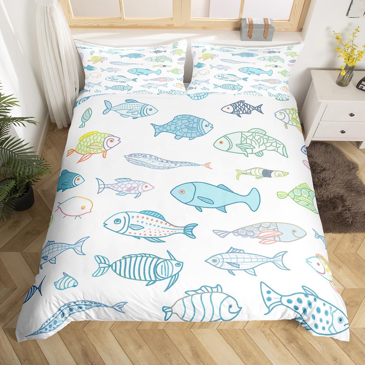 Cartoon Clownfish Kids Duvet Cover Set King Size,Coral Seaweed Marine Life Bedding Set Cute Ocean Fishes Animals Comforter Cover EU Single(135x200cm)
Cartoon Clownfish Kids Duvet Cover Set King Size,Coral Seaweed Marine Life Bedding Set Cute Ocean Fishes Animals Comforter Cover EU Single(135x200cm)