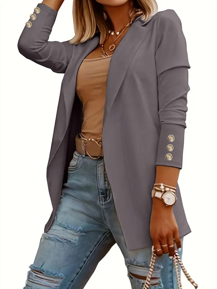 Осень-зима Женская мода однотонный пиджак с лацканами для офиса и отдыха XL серый
Осень-зима Женская мода однотонный пиджак с лацканами для офиса и отдыха XL серый