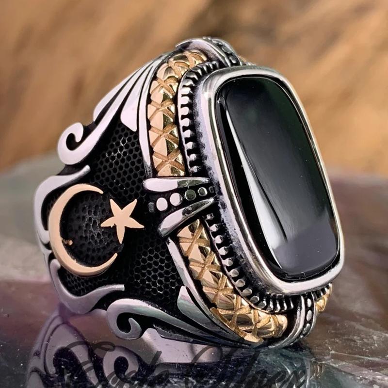Vintage Handmade Turkish Mysterious Totem Star Moon Ring For Men Ancient Copper Color Black Zircon Ring Trendy Muslim Zircon resizable
Vintage Handmade Turkish Mysterious Totem Star Moon Ring For Men Ancient Copper Color Black Zircon Ring Trendy Muslim Zircon resizable