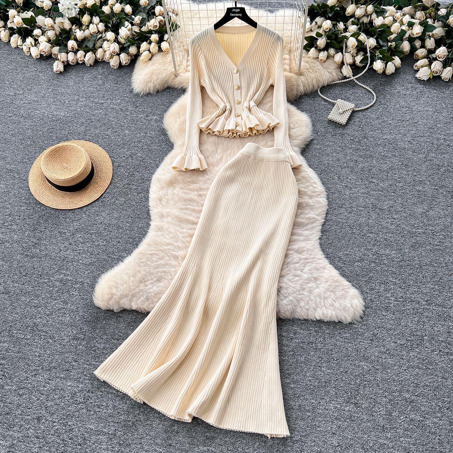 Korean Style Elegant Slim-Fit Knit Cardigan & High-Waisted Mermaid Skirt Set for Women - Autumn/Winter. XL
Korean Style Elegant Slim-Fit Knit Cardigan & High-Waisted Mermaid Skirt Set for Women - Autumn/Winter. XL