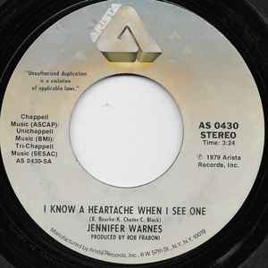 7inch Record JENNIFER WARNES - I Know A Heartache When I See One AS0430 Arista 1979 US Rock Used
7inch Record JENNIFER WARNES - I Know A Heartache When I See One AS0430 Arista 1979 US Rock Used