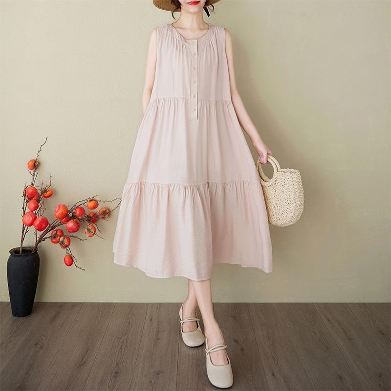 Женское летнее платье 2025 года из хлопка и льна однотонное без рукавов с круглым вырезом, свободного кроя, большого размера, А-силуэта, средней длины M розовый
Женское летнее платье 2025 года из хлопка и льна однотонное без рукавов с круглым вырезом, свободного кроя, большого размера, А-силуэта, средней длины M розовый