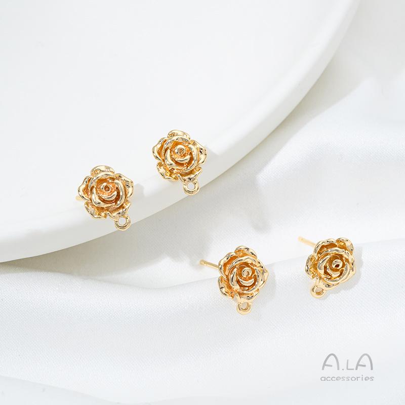 14K Gold-Filled Three-Dimensional Rose Flower Stud Earrings with 925 Silver Pins and Jump Rings for DIY Accessories
14K Gold-Filled Three-Dimensional Rose Flower Stud Earrings with 925 Silver Pins and Jump Rings for DIY Accessories